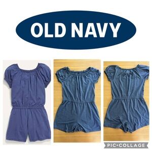 1/$5, 3/$12, 5/$15 Old Navy Blue Puff-Sleeve Romper Girls size L (10-12)